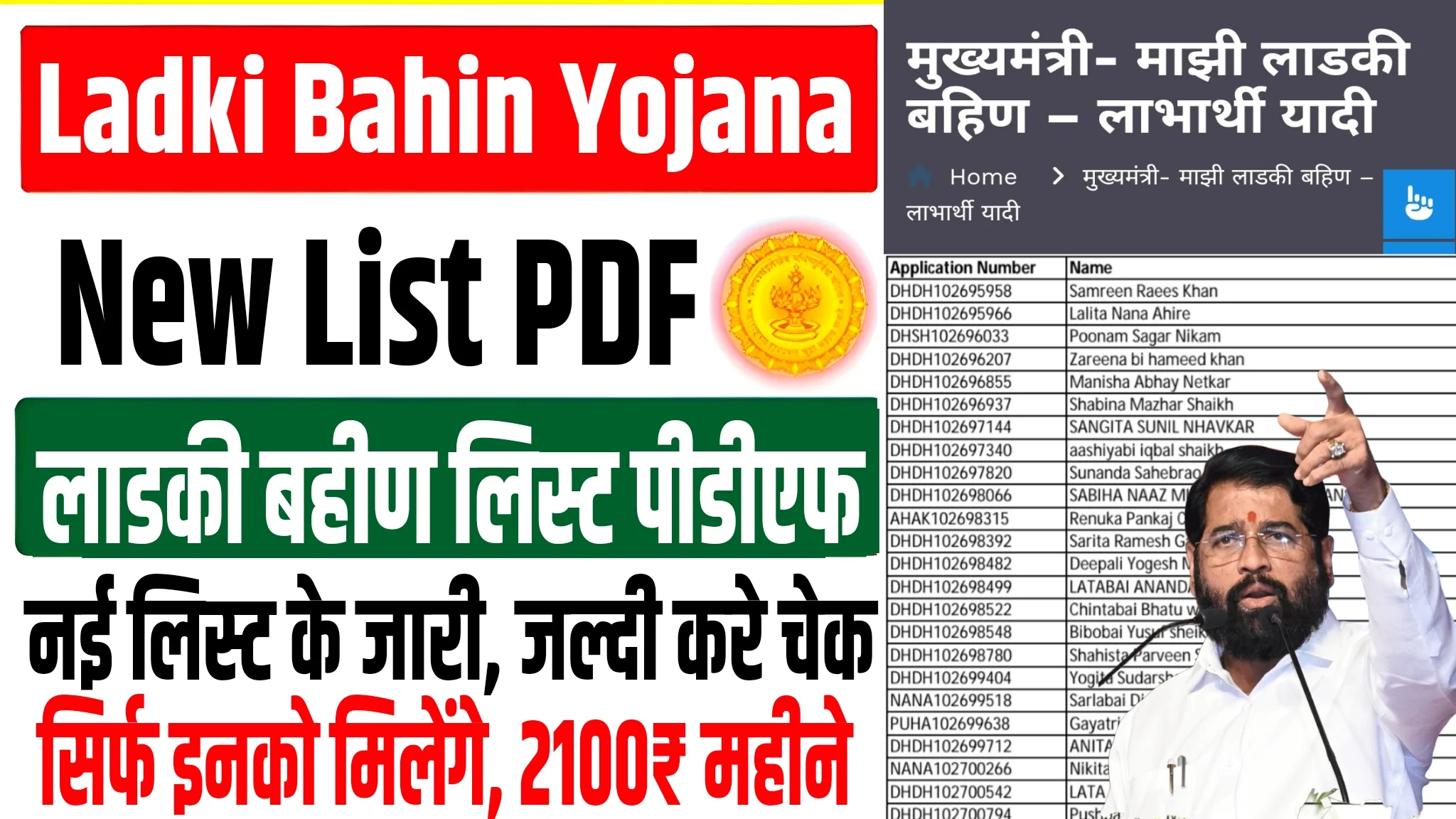 Ladki Bahin Yojana List PDF